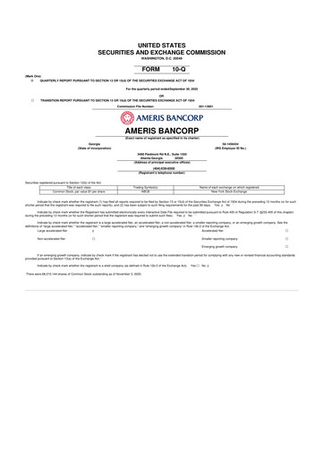 Miniature Ameris Bancorp
 10-Q Rapport trimestriel 2025 