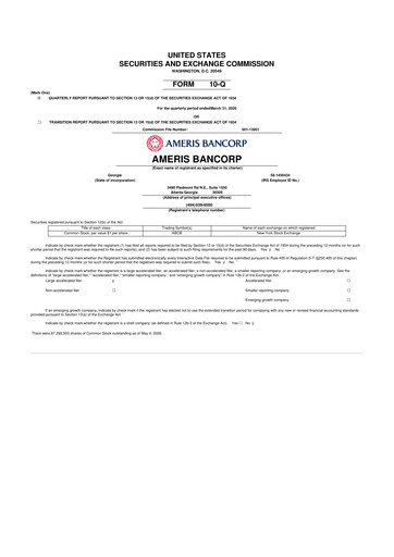 Thumbnail Ameris Bancorp
 10-Q Quarterly Report FY 