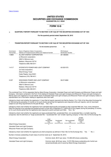 Vorschaubild Alliant Energy 10-Q Quartalsbericht 2015 