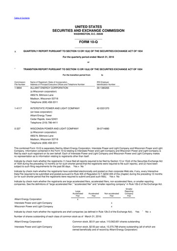 Vorschaubild Alliant Energy 10-Q Quartalsbericht 2016 