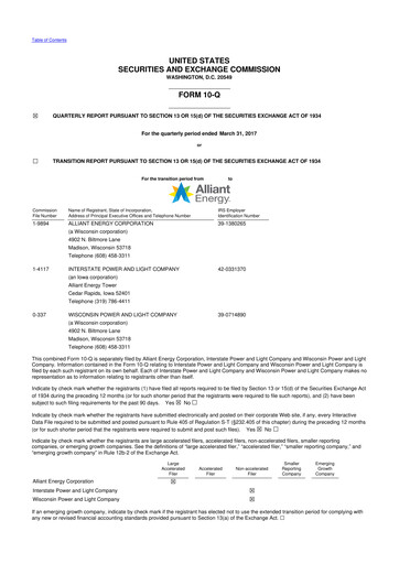Vorschaubild Alliant Energy 10-Q Quartalsbericht 2017 