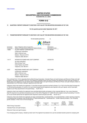 Vorschaubild Alliant Energy 10-Q Quartalsbericht 2017 