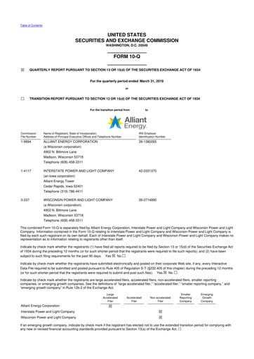 Vorschaubild Alliant Energy 10-Q Quartalsbericht 2018 