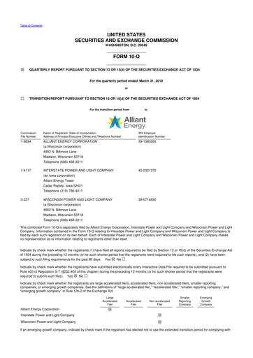 Vorschaubild Alliant Energy 10-Q Quartalsbericht 2019 