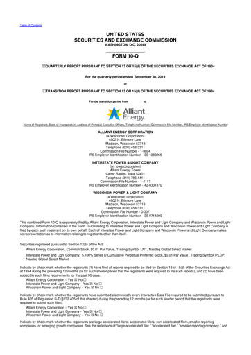 Vorschaubild Alliant Energy 10-Q Quartalsbericht 2019 