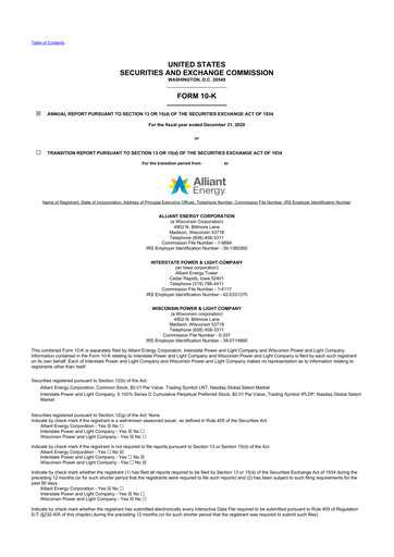 Thumbnail Alliant Energy 10-K Annual Report 2020