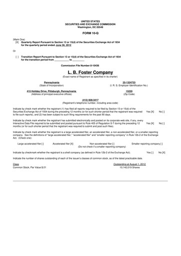 Vorschaubild L.B. Foster 10-Q Quartalsbericht  