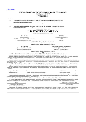 Thumbnail L.B. Foster 10-K Annual Report 2017