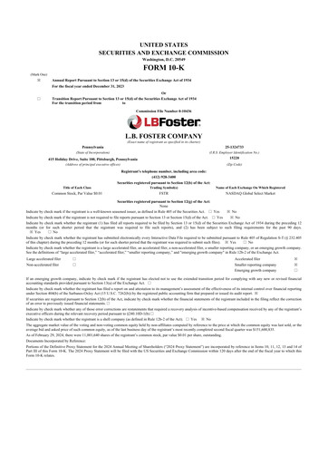 Thumbnail L.B. Foster 10-K Annual Report 2023