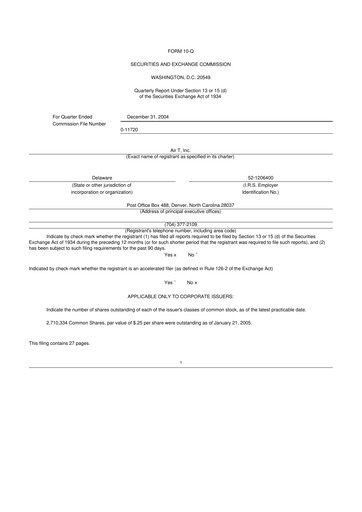 Miniature Air T, Inc. 10-Q Rapport trimestriel  