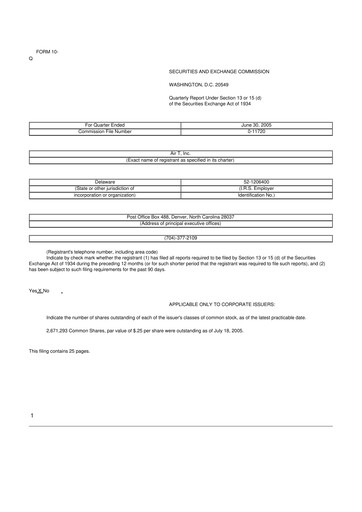 Miniature Air T, Inc. 10-Q Rapport trimestriel  