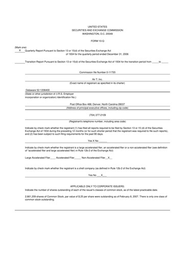 Miniature Air T, Inc. 10-Q Rapport trimestriel  