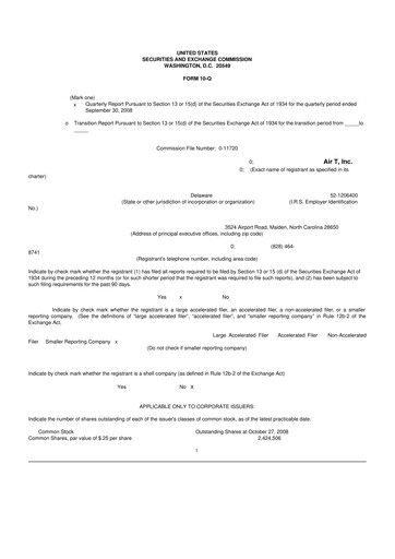 Miniature Air T, Inc. 10-Q Rapport trimestriel  