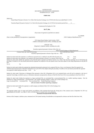 Thumbnail Air T, Inc. 10-K Annual Report 2014