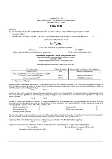 Miniature Air T, Inc. 10-Q Rapport trimestriel  