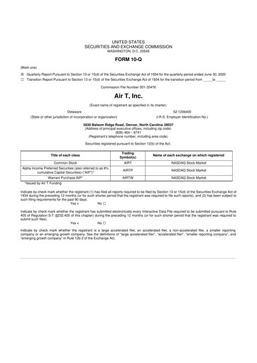Miniature Air T, Inc. 10-Q Rapport trimestriel  