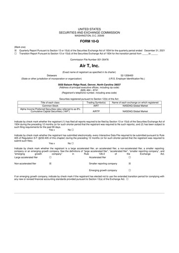 Miniature Air T, Inc. 10-Q Rapport trimestriel  
