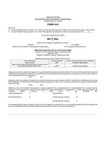 Miniature Air T, Inc. 10-Q Rapport trimestriel  