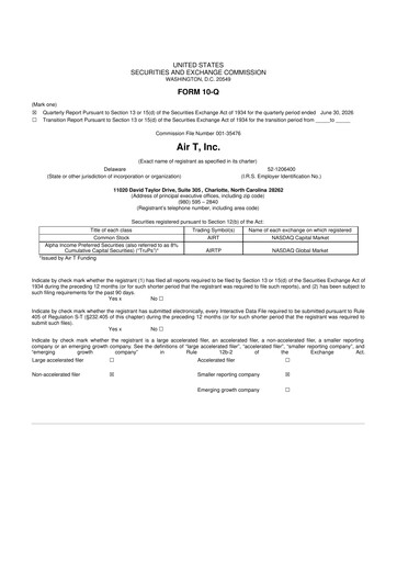 Thumbnail Air T, Inc. 10-Q Quarterly Report FY2027 