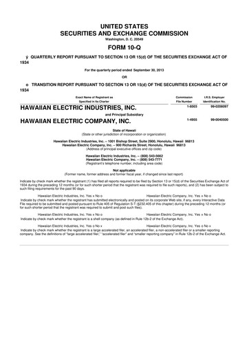 Thumbnail Hawaiian Electric Industries 10-Q Quarterly Report FY2013 
