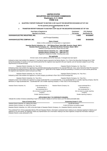 Thumbnail Hawaiian Electric Industries 10-Q Quarterly Report FY 