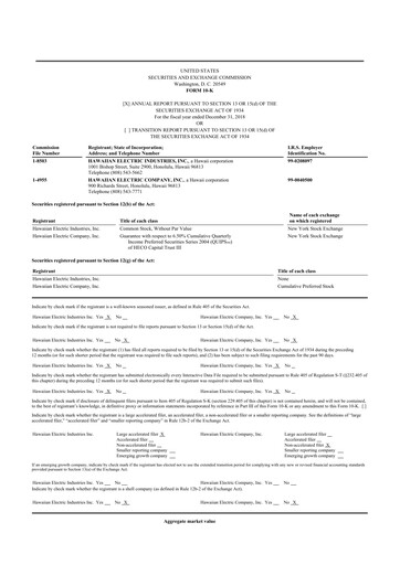 Thumbnail Hawaiian Electric Industries 10-K Annual Report 