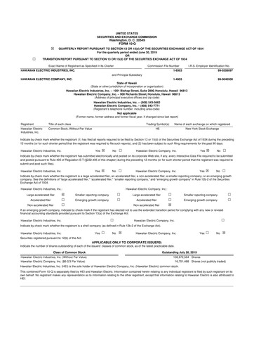 Thumbnail Hawaiian Electric Industries 10-Q Quarterly Report FY 