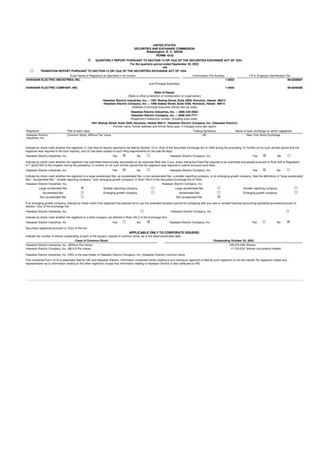 Thumbnail Hawaiian Electric Industries 10-Q Quarterly Report FY 