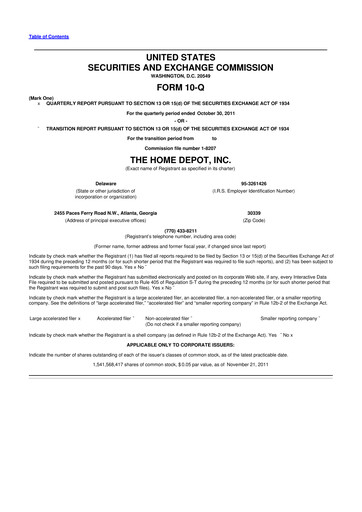 Thumbnail Home Depot 10-Q Quarterly Report FY2011 