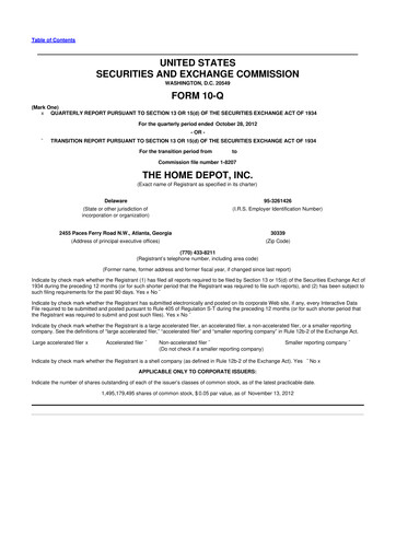 Thumbnail Home Depot 10-Q Quarterly Report FY2012 