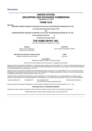 Thumbnail Home Depot 10-Q Quarterly Report FY2013 