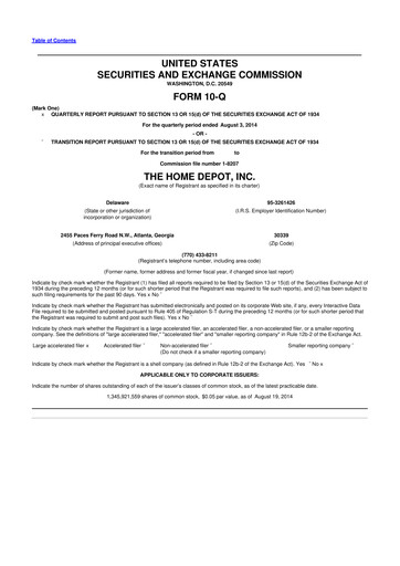 Thumbnail Home Depot 10-Q Quarterly Report FY2014 