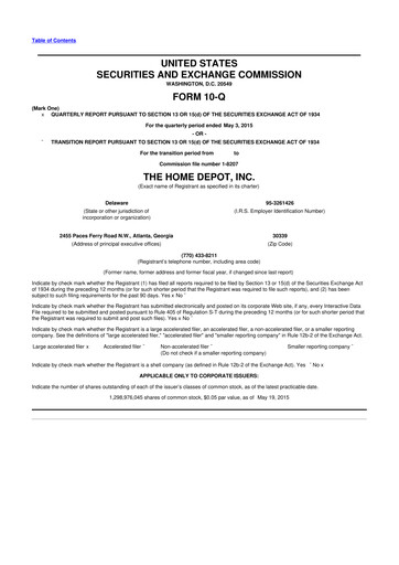 Thumbnail Home Depot 10-Q Quarterly Report FY2015 