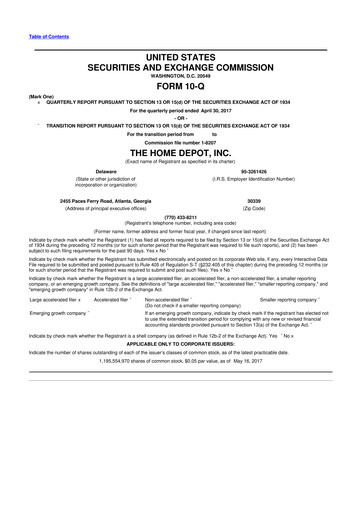 Thumbnail Home Depot 10-Q Quarterly Report FY2017 