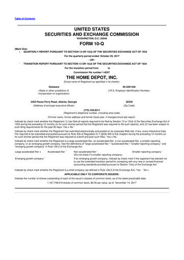 Thumbnail Home Depot 10-Q Quarterly Report FY2017 