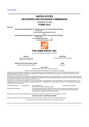 Thumbnail Home Depot 10-Q Quarterly Report FY2018 