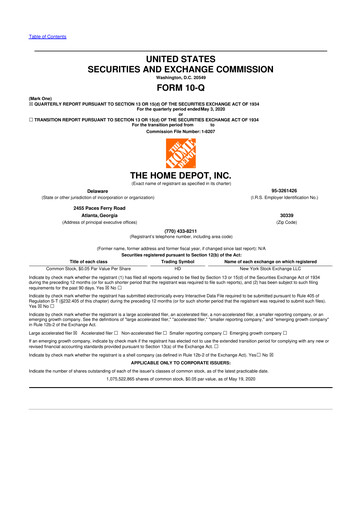 Thumbnail Home Depot 10-Q Quarterly Report FY 