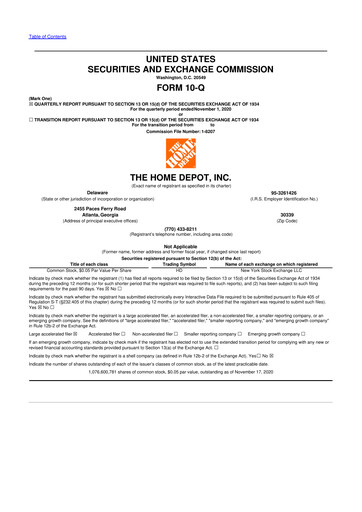 Thumbnail Home Depot 10-Q Quarterly Report FY2020 
