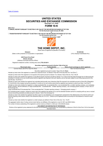 Thumbnail Home Depot 10-K Annual Report 2021