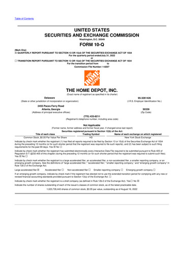 Thumbnail Home Depot 10-Q Quarterly Report FY2022 