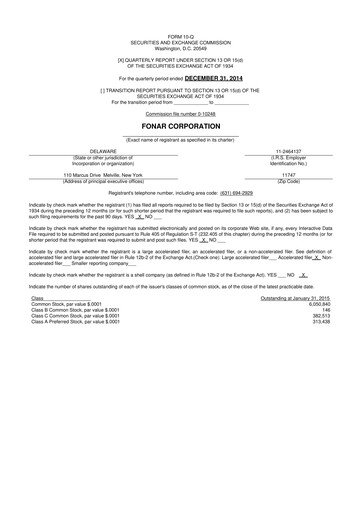 Thumbnail Fonar Corporation
 10-Q Quarterly Report FY2015 