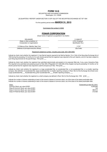 Thumbnail Fonar Corporation
 10-Q Quarterly Report FY2015 