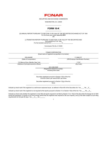 Miniature Fonar Corporation
 10-K Rapport annuel 2018