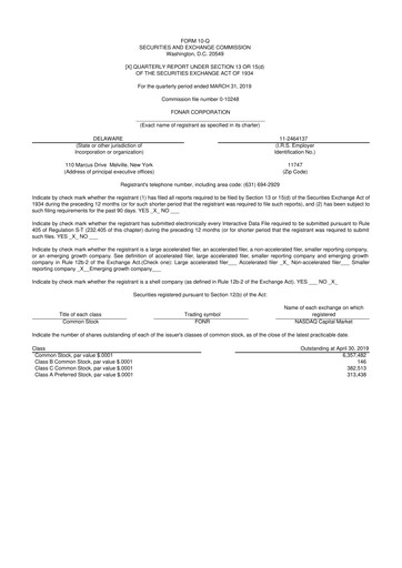 Thumbnail Fonar Corporation
 10-Q Quarterly Report FY2019 