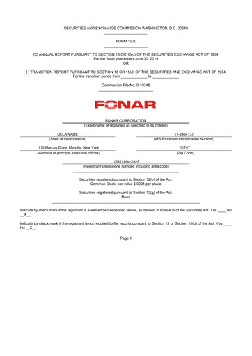 Miniature Fonar Corporation
 10-K Rapport annuel 2019