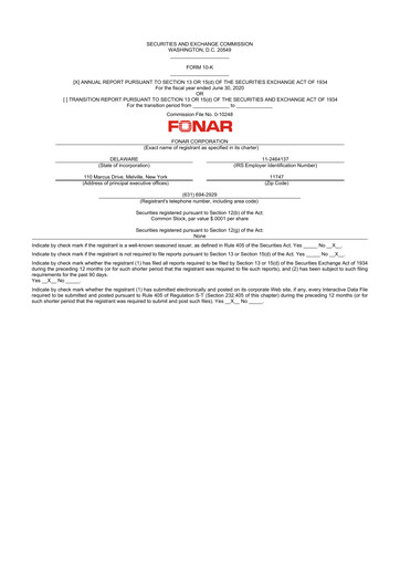 Miniature Fonar Corporation
 10-K Rapport annuel 2020