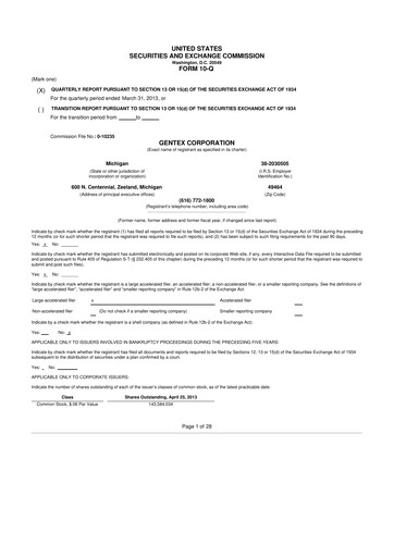 Thumbnail Gentex 10-Q Quarterly Report FY2013 