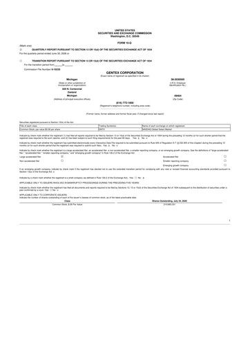 Thumbnail Gentex 10-Q Quarterly Report FY2026 