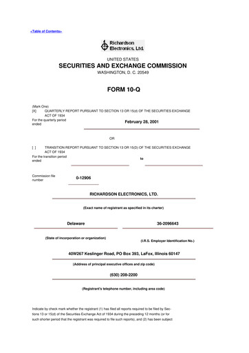 Thumbnail Richardson Electronics 10-Q Quarterly Report FY 