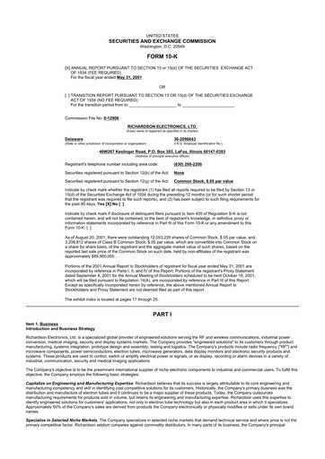 Thumbnail Richardson Electronics 10-K Annual Report 